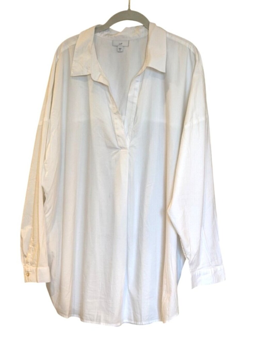 J. Jill Oversized Popover Tunic Long Sleeve V Neck White Size 3X